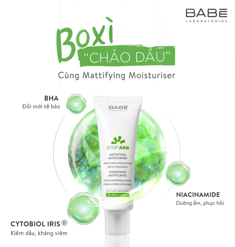 REVIEW KEM DƯỠNG ẨM BABÉ STOP AKN MATTIFYING MOISTURISER