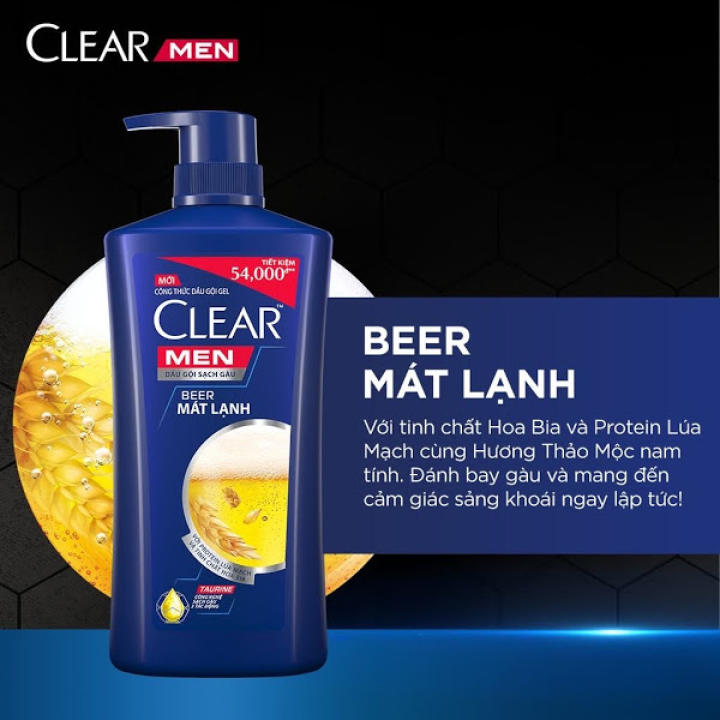 Dầu Gội CLEAR Men - Beer Mát Lạnh 650g