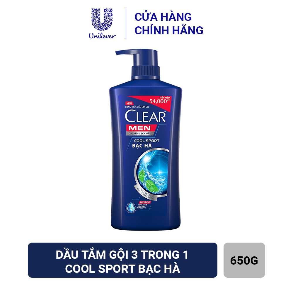 Dầu Gội CLEAR Men - Cool Sport Bạc Hà 630g