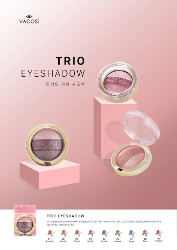 Phấn Mắt Vacosi Trio Eyeshadow 3 Màu Brownie 5g 