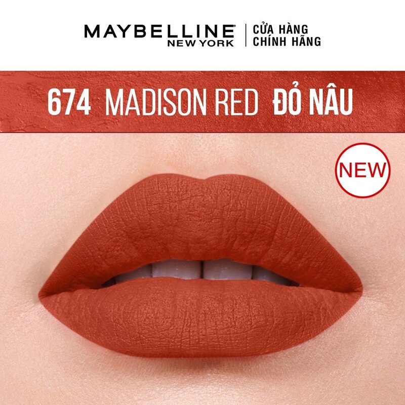 Son Thỏi Maybelline Color Sensational Mịn Lì - 674 Madison Red