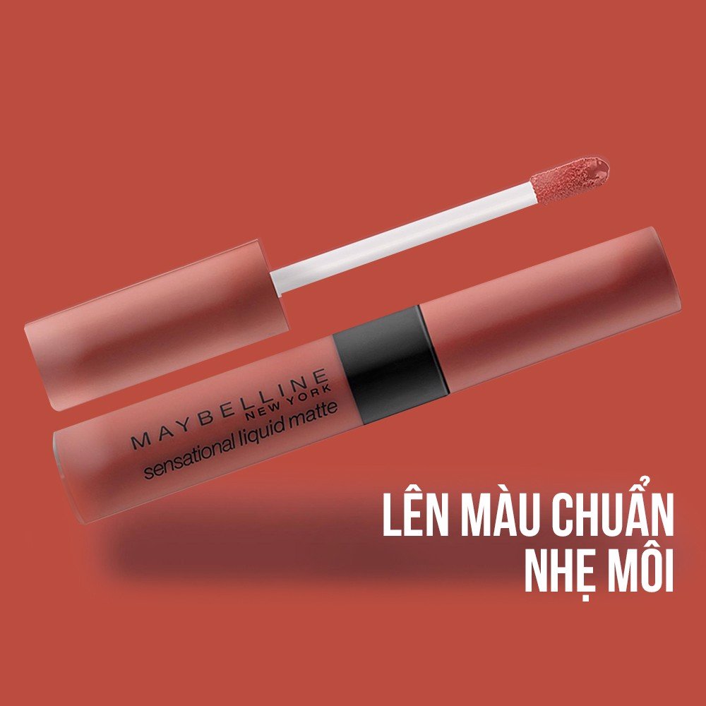 Son Kem Maybelline Sensational Liquid Matte Lipstick The Nudes NU02 Cam Gạch 7ml