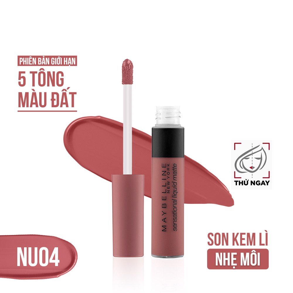 Son Kem Maybelline Sensational Liquid Matte Lipstick The Nudes NU04 Hồng Đất 7ml