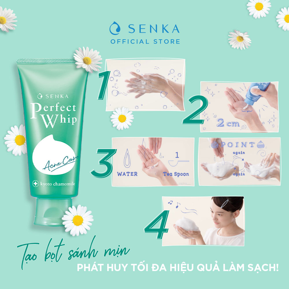 Sữa Rửa Mặt Senka Perfect Whip Acne Care Cho Da Mụn 100g