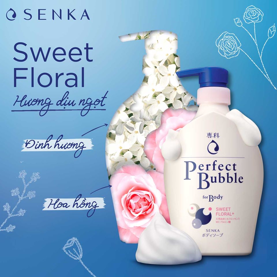 Sữa Tắm Senka Perfect Bubble For Body Sweet Floral 500ml