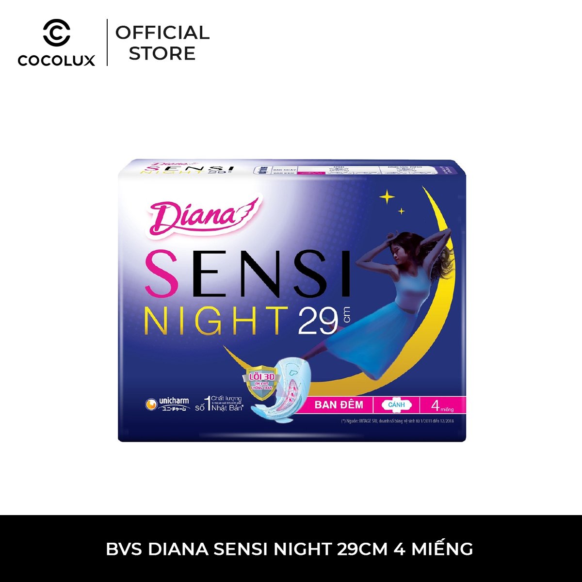 Băng Vệ Sinh Diana Sensi Night 29cm - Cánh 4 PCS