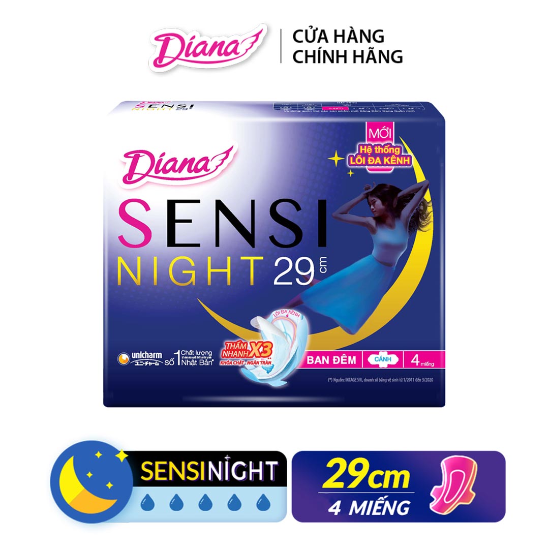 Băng Vệ Sinh Diana Sensi Night 29cm - Cánh 4 PCS