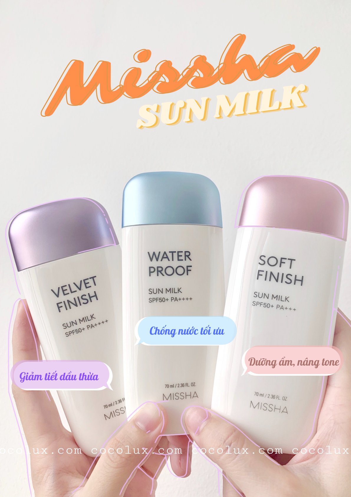 Sữa Chống Nắng Missha Velvet Finish Sun Milk SPF50+ PA+++ Tím 70ml