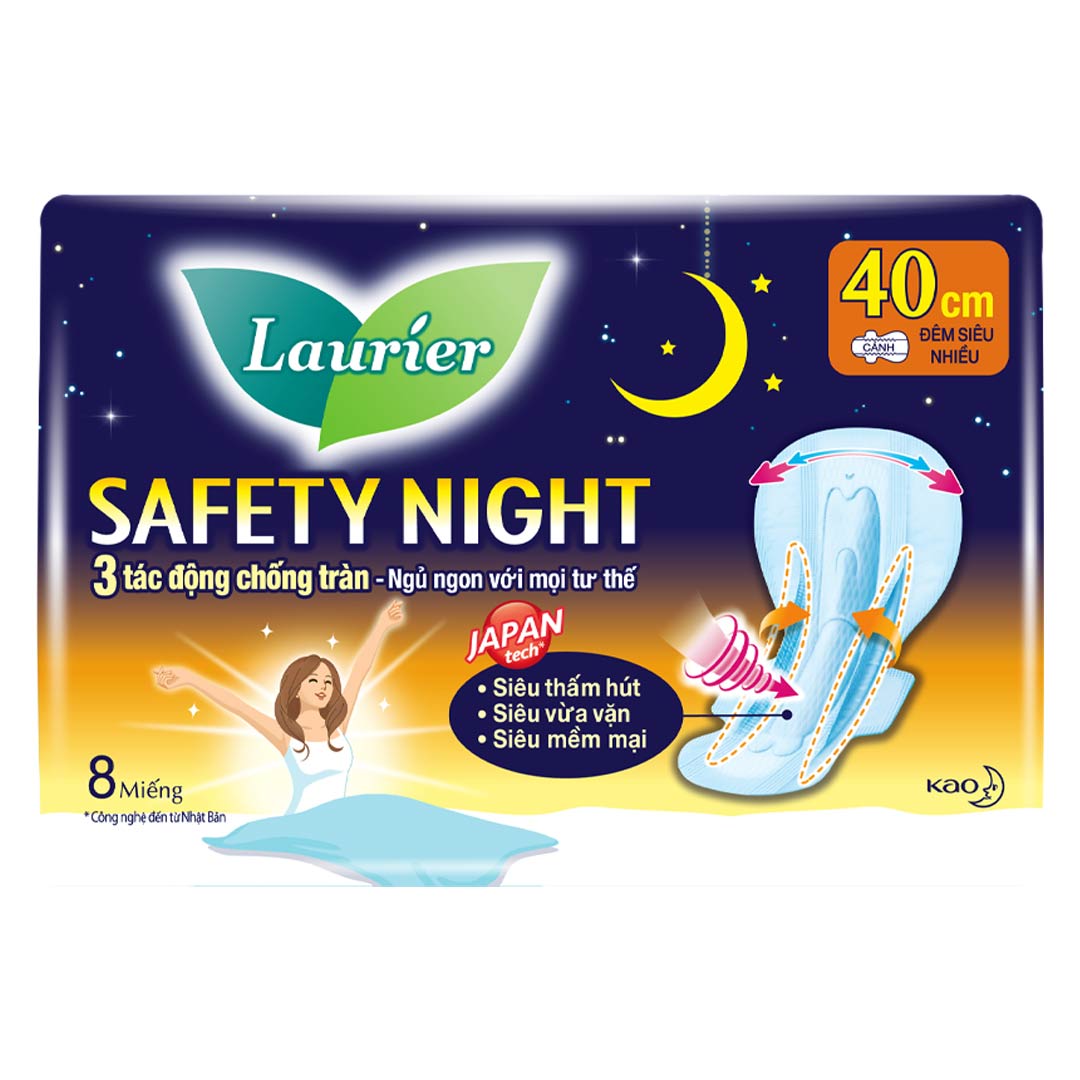Băng Vệ Sinh Laurier Safety Night Ban Đêm 40cm 4 PCS