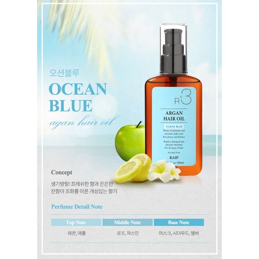 Dầu Dưỡng Tóc Raip R3 Argan Hair Oil Elegance - Ocean Blue
