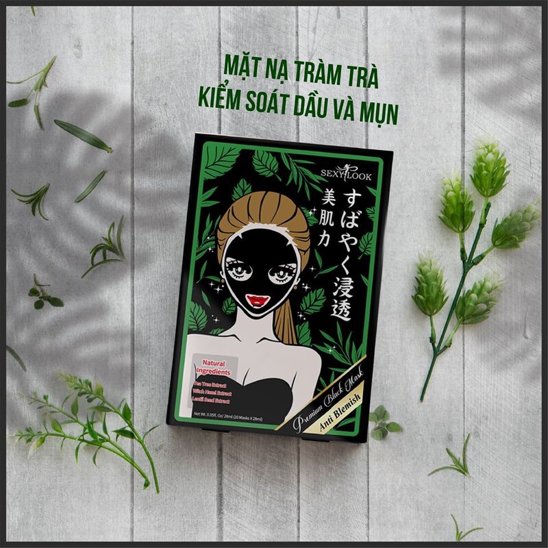 Mặt Nạ Sexylook Tea Tree Anti Blemish Black Facial Mask Tràm Trà Kiểm Soát Dầu & Mụn 28ml