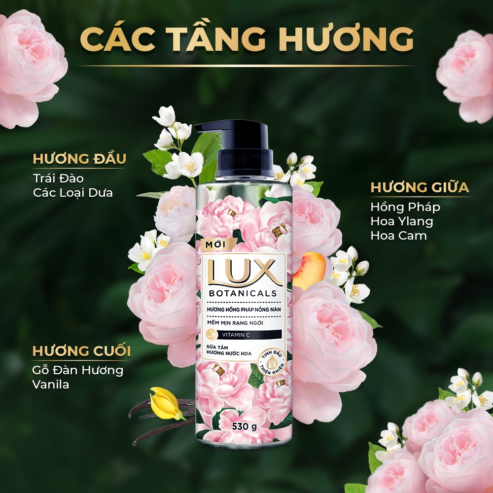 Sữa Tắm Lux Botanicals Hoa Hồng Pháp Nồng Nàn 530g