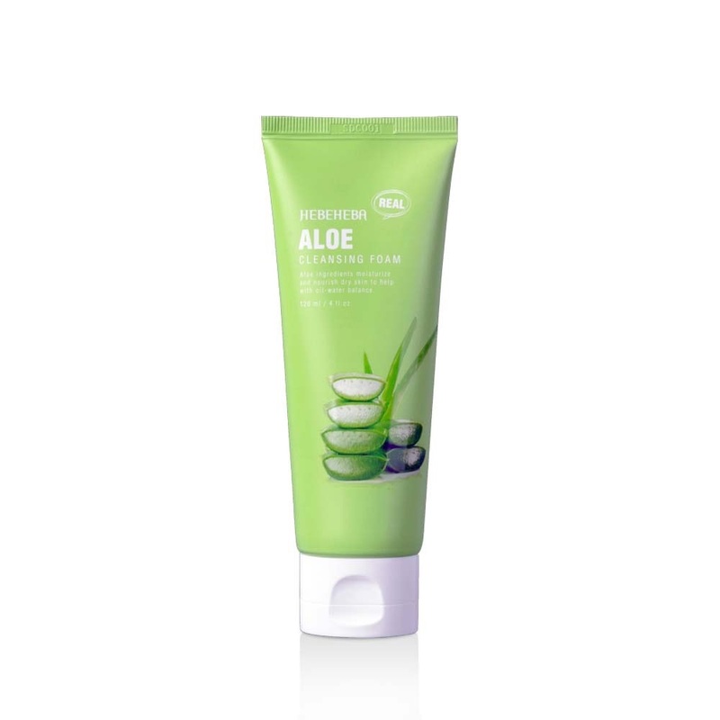 Sữa Rửa Mặt Hebeheba Real Aloe Cleansing Foam Trắng Da Chiết Xuất Lô Hội 120ml