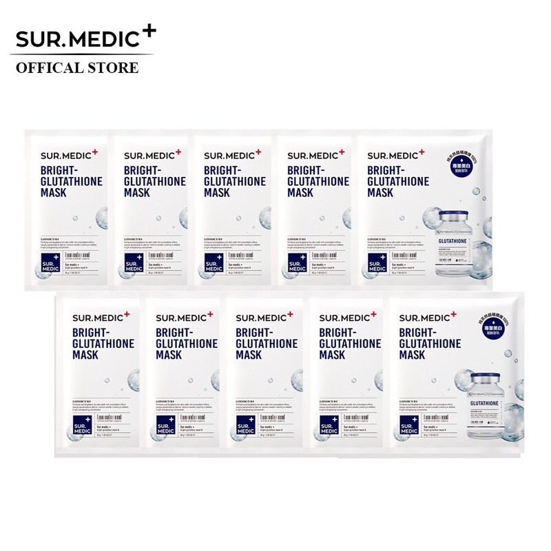 Mặt Nạ Sur.Medic+ Bright Glutathione Mask Dưỡng Trắng New 30g 10 PCS