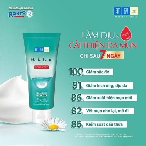 Kem Rửa Mặt Hada Labo Acne Care Calming Cleanser Cho Da Mụn Và Nhạy Cảm 80g