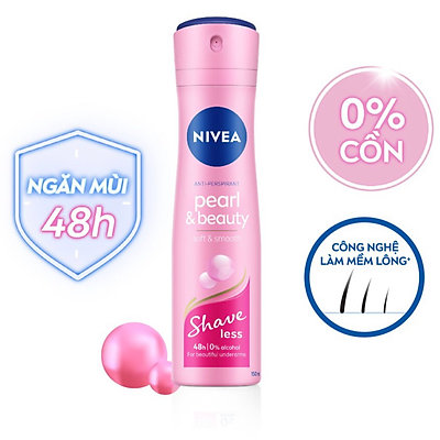 Xịt Khử Mùi Nivea Anti-Perspirant Pearl & Beauty Soft & Smooth Shaveless Ngọc Trai Mịn Mượt 150ml