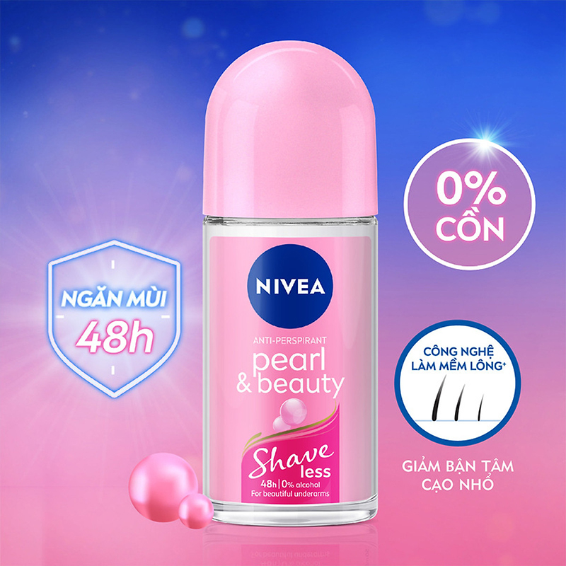 Lăn Khử Mùi Nivea Anti-perspirant Pearl & Beauty Shaveless Ngọc Trai Đẹp Quyến Rũ 50ml