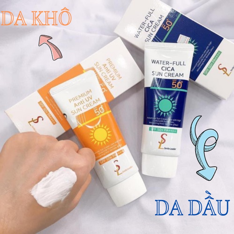 Kem Chống Nắng Smile Leader Water-Full CiCa Sun Cream Ngừa Mụn SPF 50+