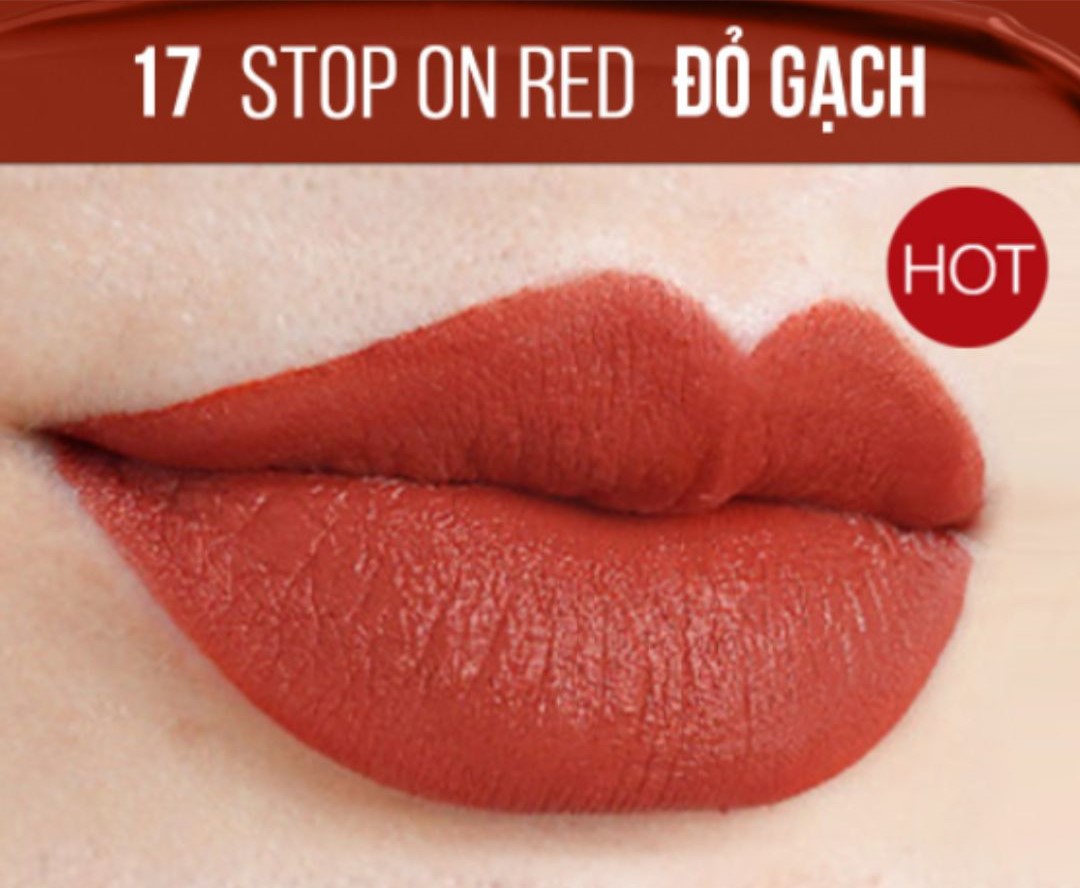 Son Kem Maybelline Sensational Liquid Matte Lipstick 17 Stop On Red Màu Đỏ Gạch Siêu Lì 7ml