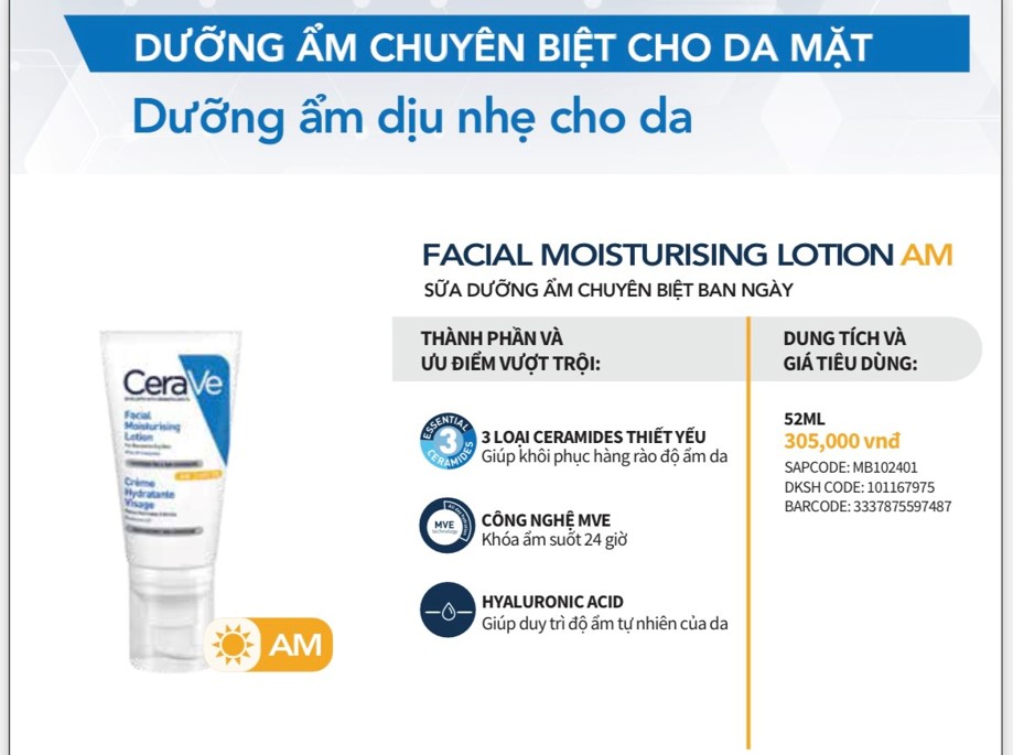 Sữa Dưỡng Ẩm Cerave Facial Moisturizing Lotion For Normal To Dry Skin Ban Ngày 52ml