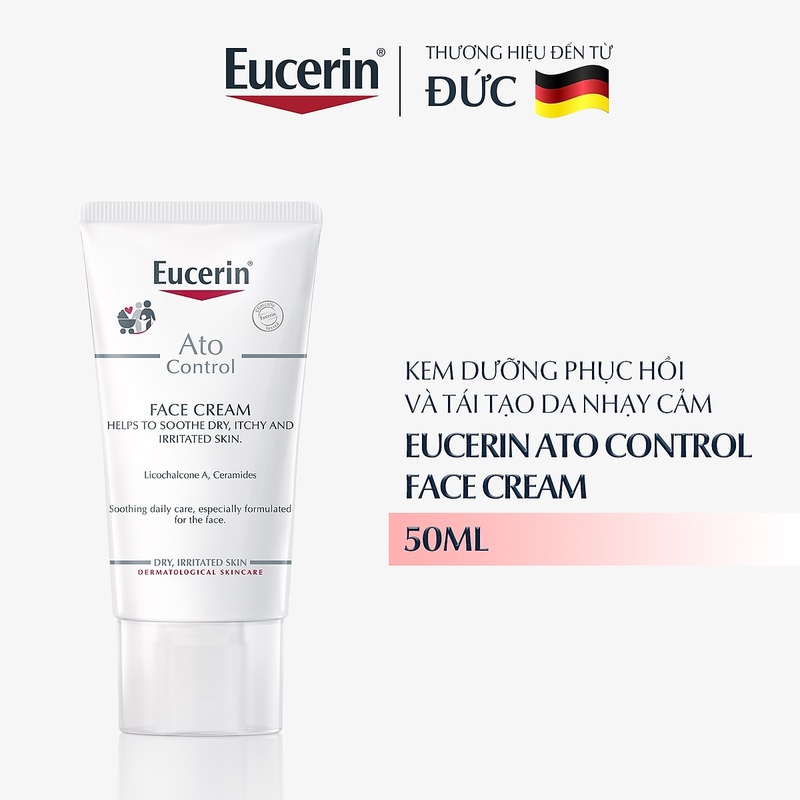 Kem Dưỡng Eucerin Ato Face Cream Giúp Phục Hồi Và Tái Tạo Cho Da Nhạy Cảm 50ml