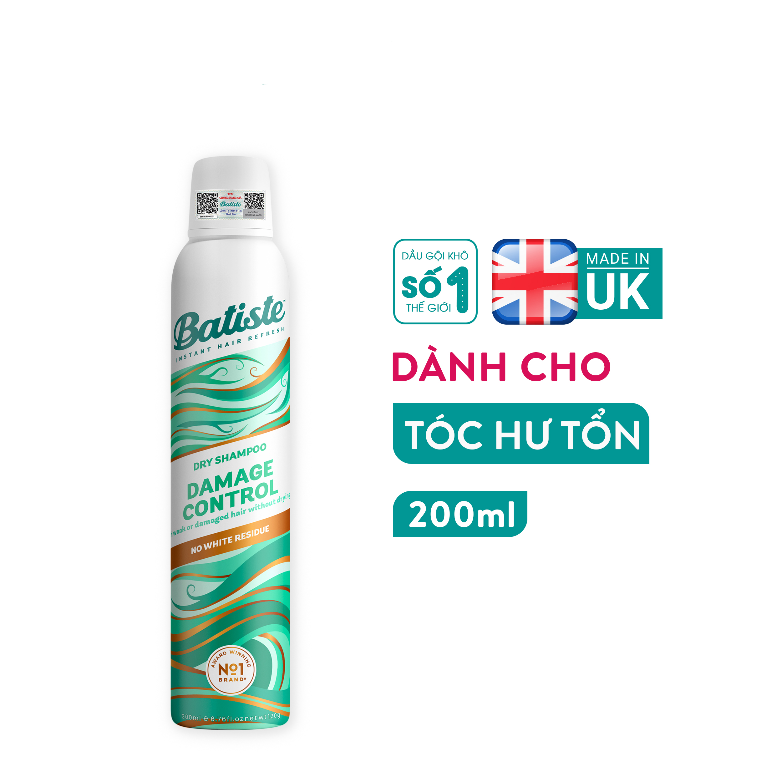 Dầu Gội Khô Batiste Dry Shampoo Damage Control 200ml