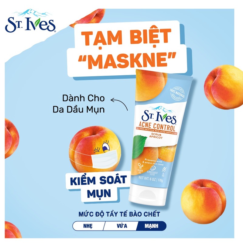 Sữa Rửa Mặt St.Ives Tẩy Tế Bào Chết - Acne Control Apricot 170g