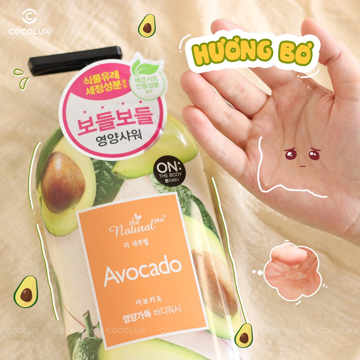 Sữa Tắm On: The Body The Natural Plus Avocado The Body Wash 900g
