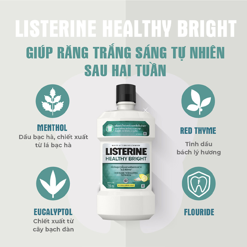 Nước Súc Miệng Listerine Healthy Bright (250ml)