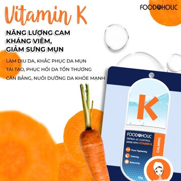 Mặt Nạ Food A Holic -  Vitamin K Tái Tạo Da, Giảm Sưng 1 PCS 