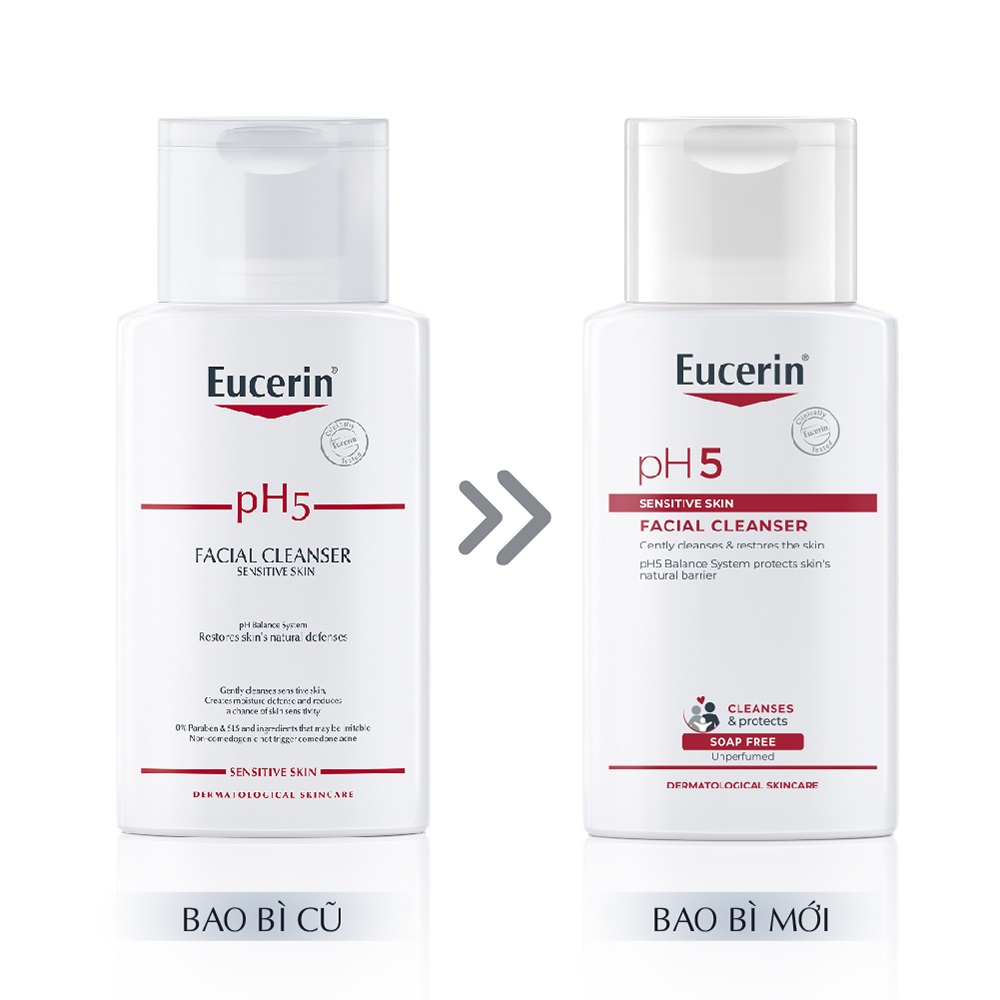Combo 2 Sữa Rửa Mặt Eucerin pH5 Sensitive Skin Facial Cleanser Dịu Nhẹ Cho Da Nhạy Cảm 100ml