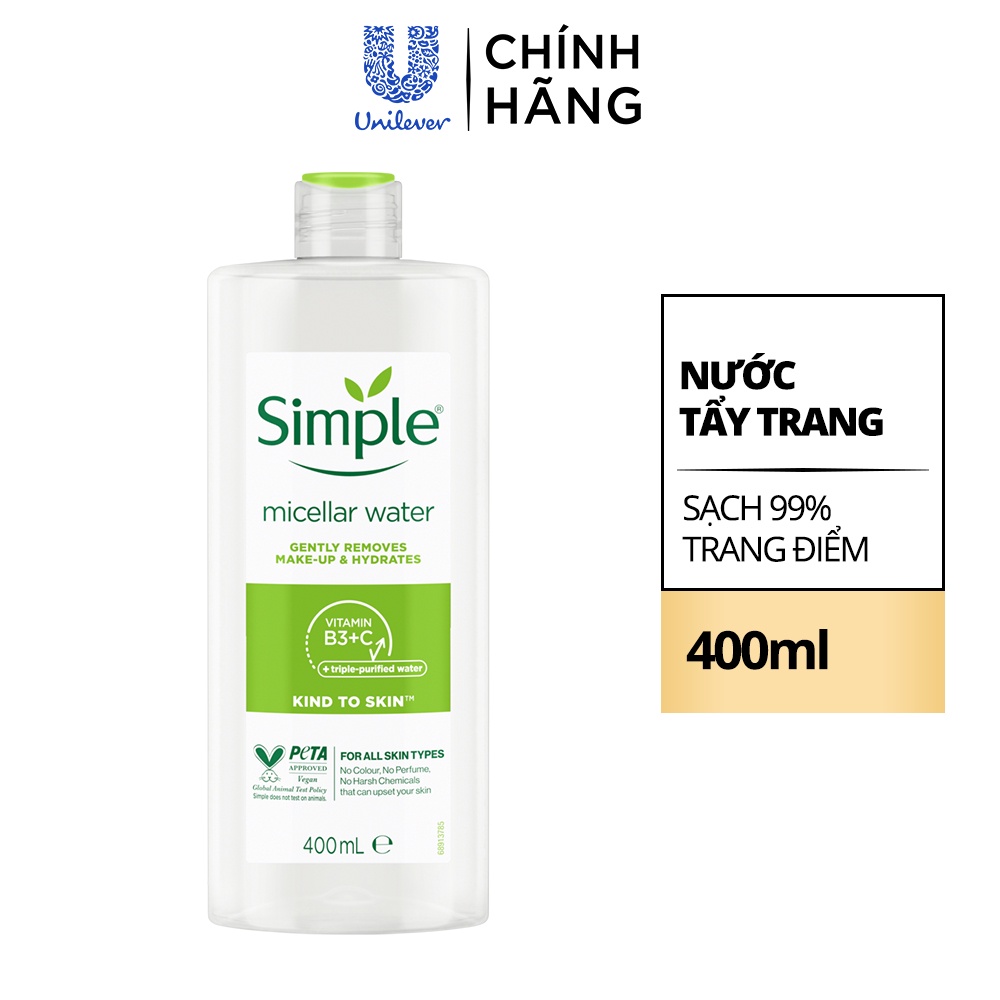 Nước Tẩy Trang Simple Kind To Skin Micellar Water 400ml