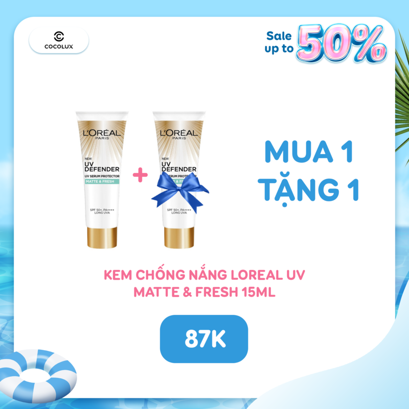 Kem Chống Nắng Loreal UV Defender UV Serum Protector Matte & Fresh Kiềm Dầu Thoáng Mịn Da 15ml