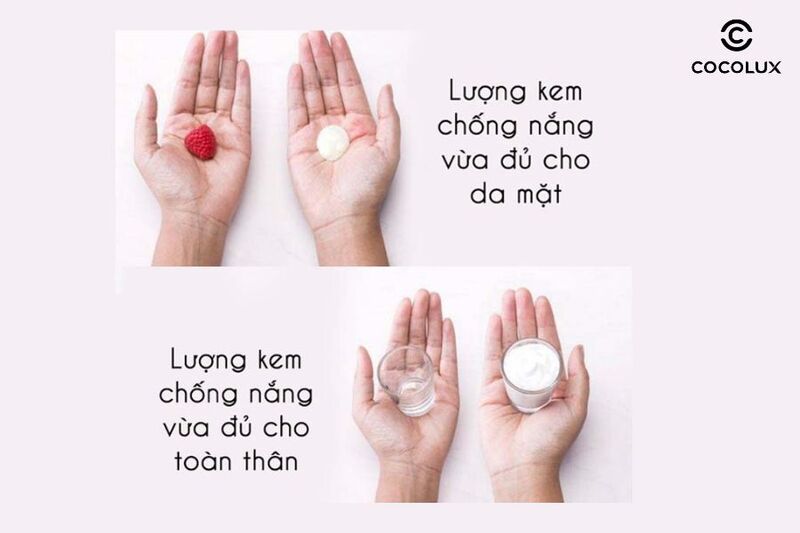 Lượng kem chống nắng cần bôi
