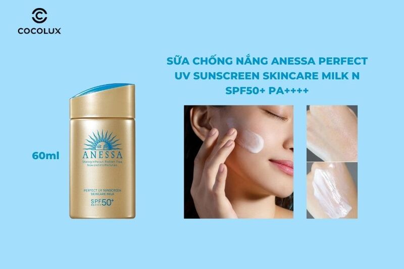 Sữa Chống Nắng Anessa Perfect UV Sunscreen Skincare Milk N SPF50+ PA++++ Dưỡng Da Kiềm Dầu 60ml