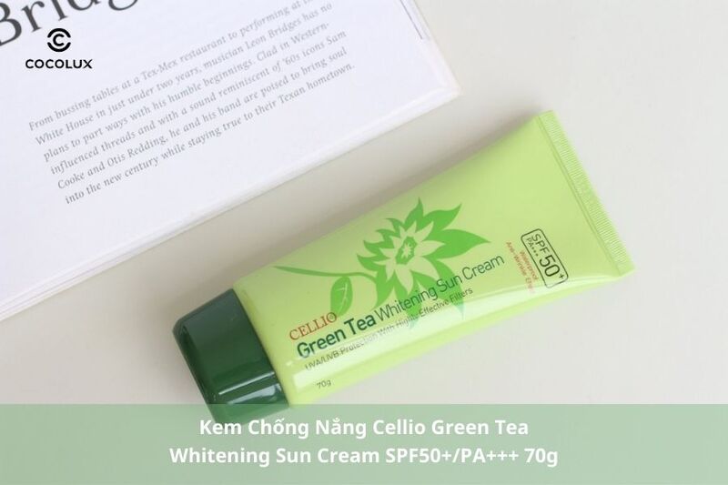 Kem Chống Nắng Cellio Green Tea Whitening Sun Cream SPF50+/PA+++ 70g