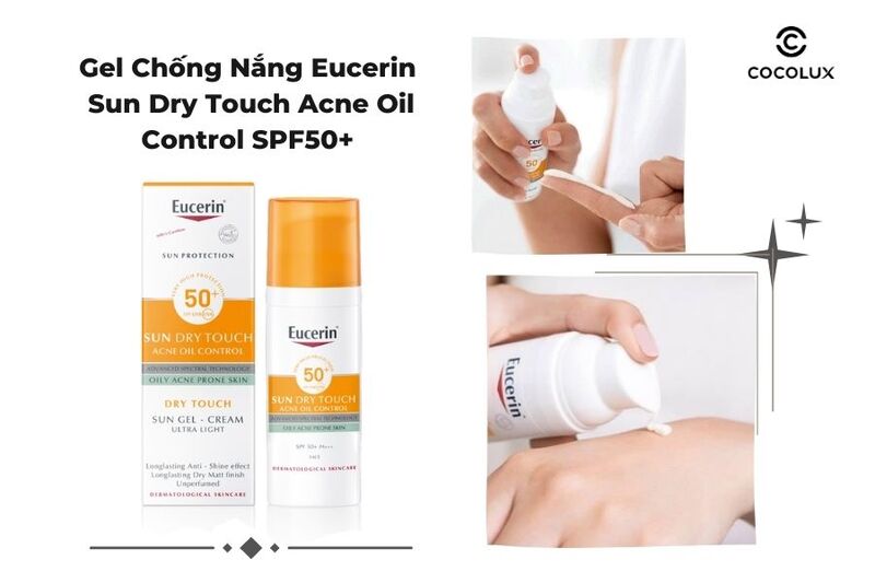 Gel Chống Nắng Eucerin Sun Dry Touch Acne Oil Control SPF50+ Cho Da Nhờn Mụn 50ml