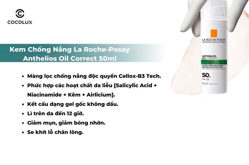 Kem Chống Nắng La Roche-Posay Anthelios Oil Correct Giảm Mụn & Kiểm Soát Bóng Nhờn 50ml