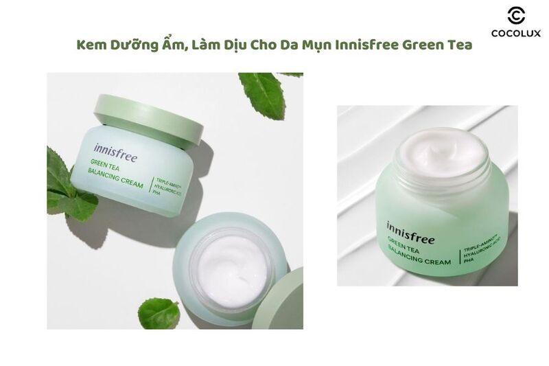 Kem dưỡng ẩm, l&agrave;m dịu cho da mụn Innisfree Green Tea