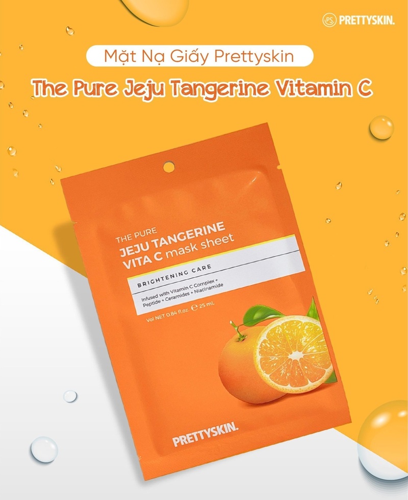 Mặt Nạ PrettySkin The Pure Jeju Tangerine Vita C Mask Sheet 1PCS