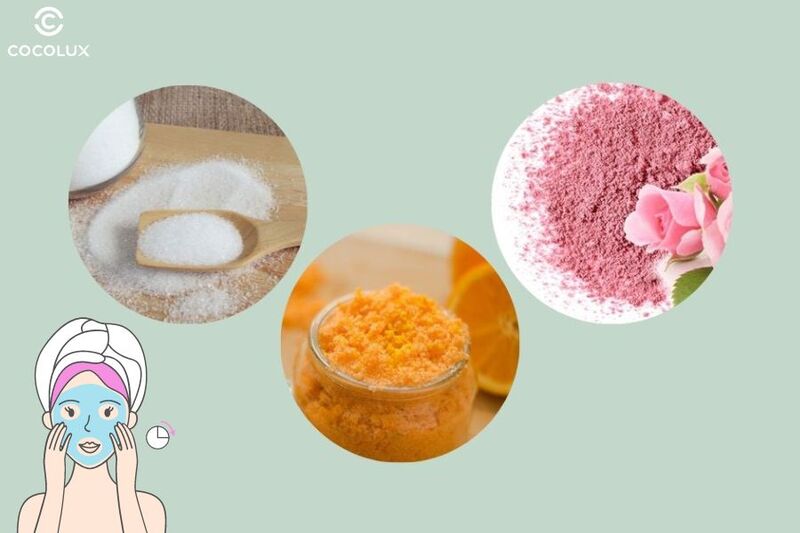 Tẩy tế bào chết với đường trắng, cánh hoa Hồng và bột vỏ Cam