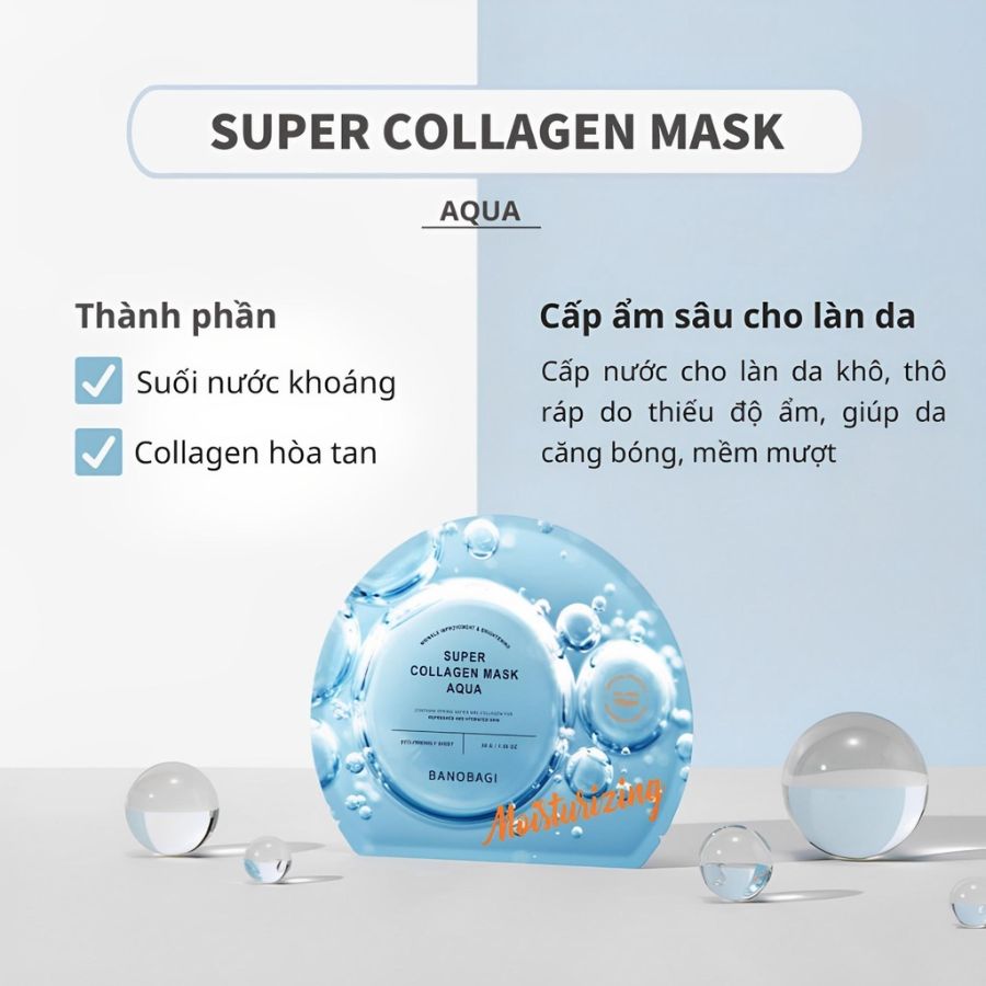 Mặt Nạ Banobagi Super Collagen Mask Aqua Moisturizing Cấp Ẩm Cho Làn Da Căng Bóng 30g