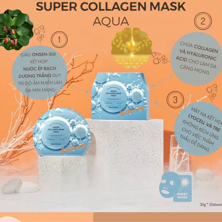 Mặt Nạ Banobagi Super Collagen Mask Aqua Moisturizing Cấp Ẩm Cho Làn Da Căng Bóng 30g