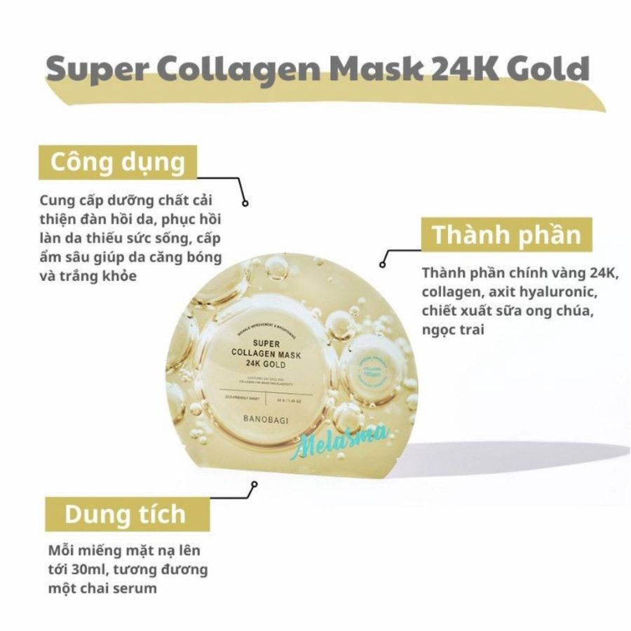 Mặt Nạ Banobagi Super Collagen Mask 24k Gold Melasma Mờ Nám, Tàn Nhang 30g