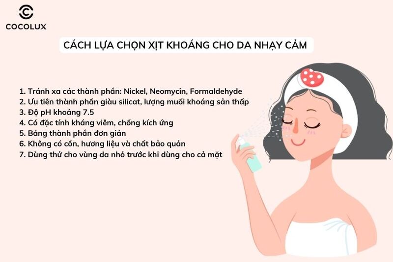 Để tránh tình trạng mụn trở nên nặng nề hơn trên da thì đừng bỏ qua các loại xịt khoáng có hàm lượng muối khoáng thấp 