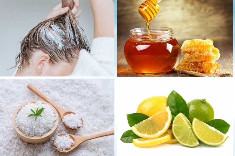 tẩy tế b&agrave;o chết da đầu với hỗn hợp mật ong - chanh - muối