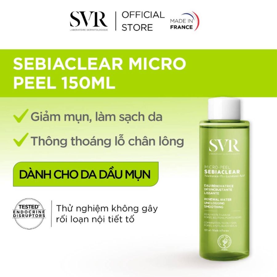 Nước Hoa Hồng SVR Sebiaclear Micro Peel Giảm Mụn 150ml
