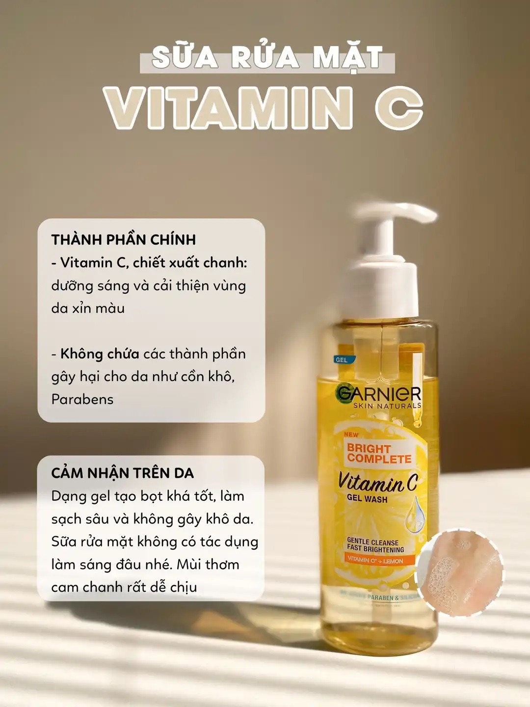 Gel Rửa Mặt Garnier Skin Naturals Bright Complete Vitamin C Gel Wash 120ml