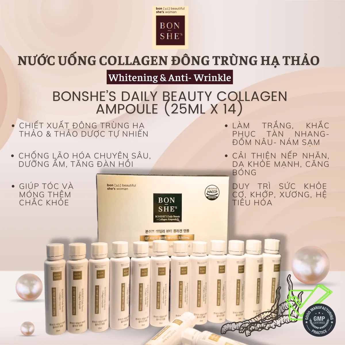 Nước Uống Collagen Bonshe's Daily Beauty Collagen Ampoule (25ml x14)
