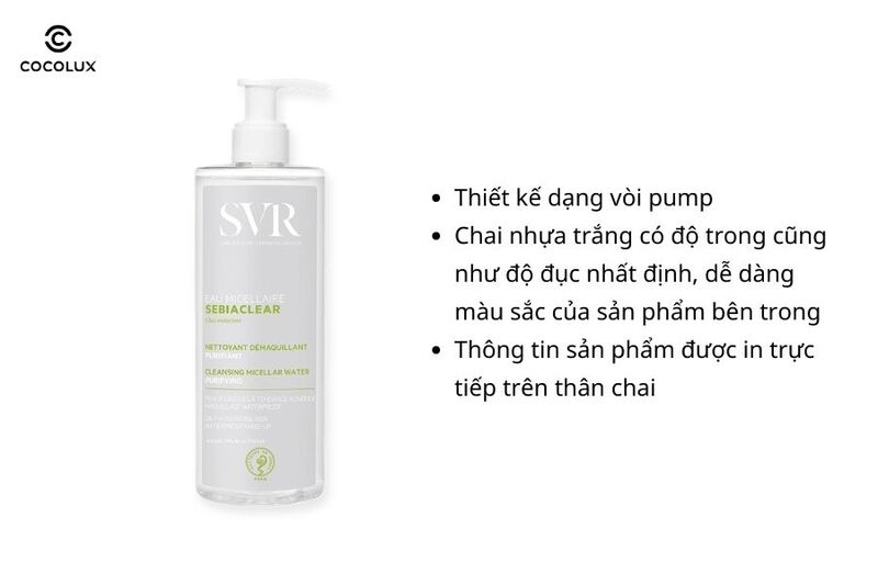 Điểm nổi bật trong thiết kế của&nbsp;nước tẩy trang SVR Sebiaclear Eau Micellaire